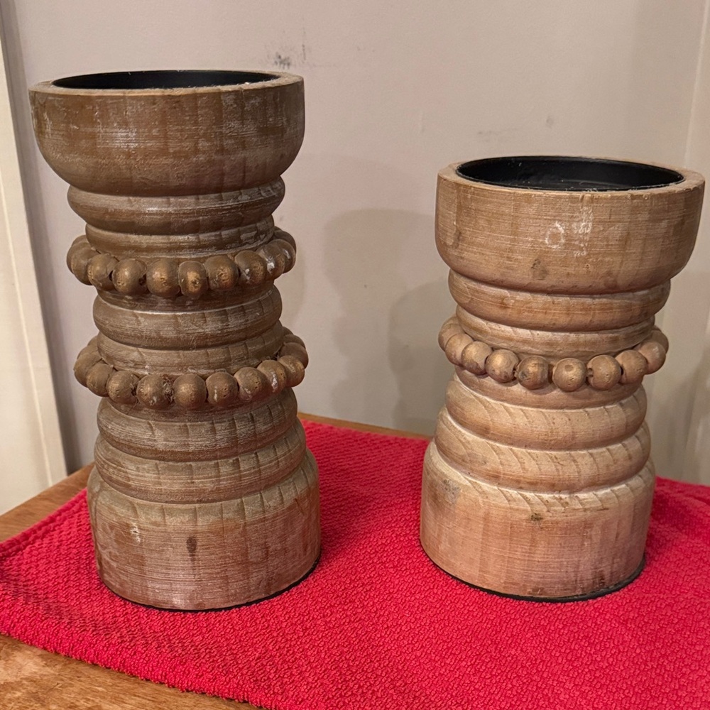 Rustic Wooden Candle Holders